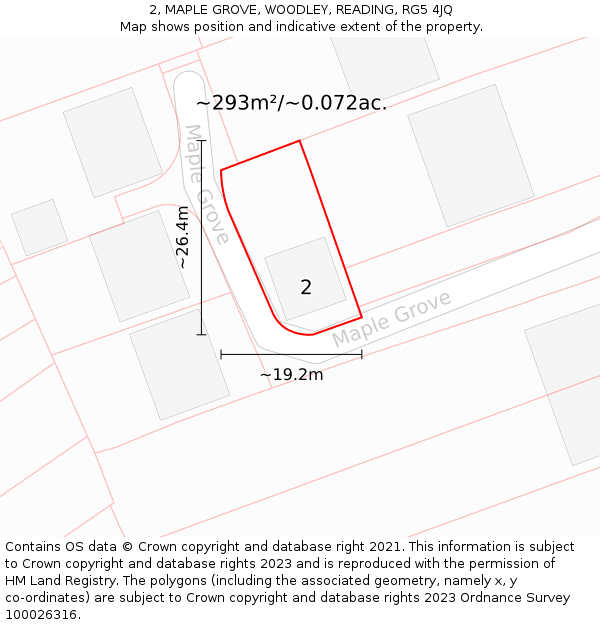 2, MAPLE GROVE, WOODLEY, READING, RG5 4JQ: Plot and title map