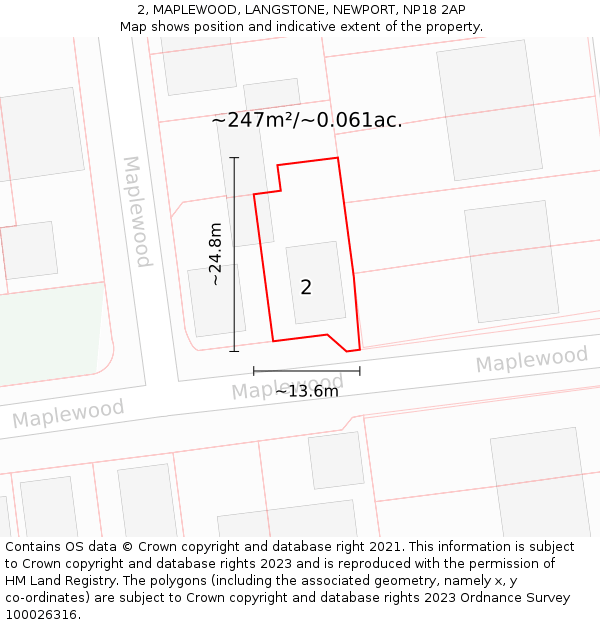 2, MAPLEWOOD, LANGSTONE, NEWPORT, NP18 2AP: Plot and title map