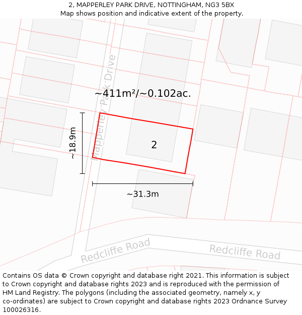 2, MAPPERLEY PARK DRIVE, NOTTINGHAM, NG3 5BX: Plot and title map