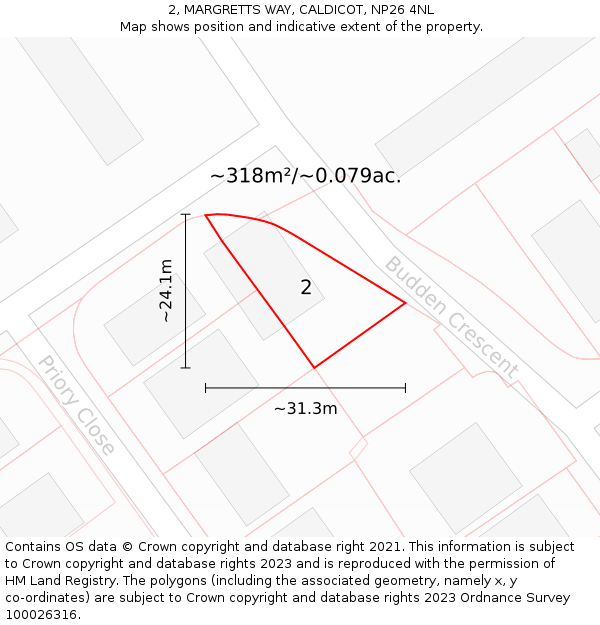 2, MARGRETTS WAY, CALDICOT, NP26 4NL: Plot and title map