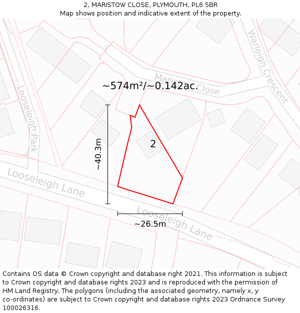 2, MARISTOW CLOSE, PLYMOUTH, PL6 5BR: Plot and title map