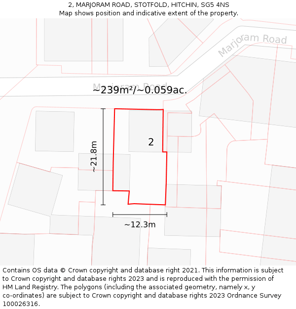 2, MARJORAM ROAD, STOTFOLD, HITCHIN, SG5 4NS: Plot and title map