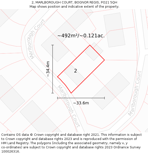 2, MARLBOROUGH COURT, BOGNOR REGIS, PO21 5QH: Plot and title map