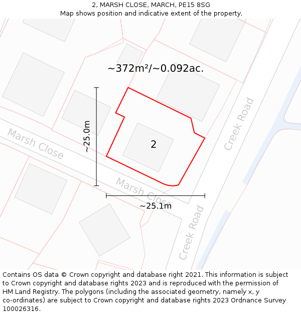 2, MARSH CLOSE, MARCH, PE15 8SG: Plot and title map