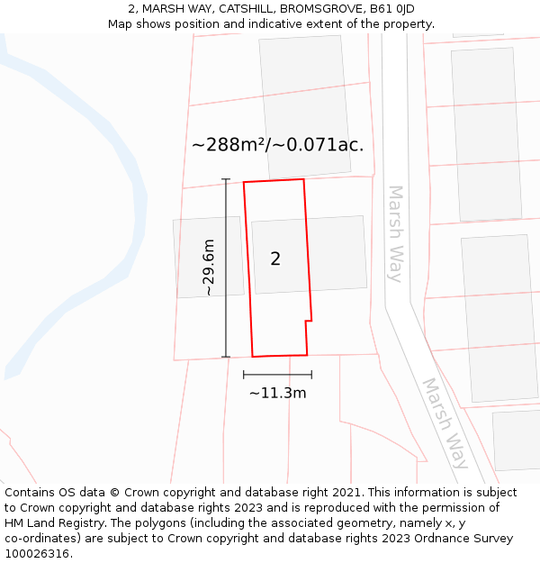 2, MARSH WAY, CATSHILL, BROMSGROVE, B61 0JD: Plot and title map