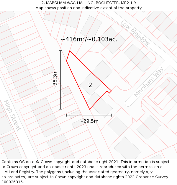 2, MARSHAM WAY, HALLING, ROCHESTER, ME2 1LY: Plot and title map