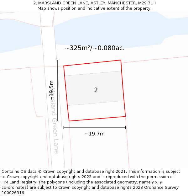 2, MARSLAND GREEN LANE, ASTLEY, MANCHESTER, M29 7LH: Plot and title map