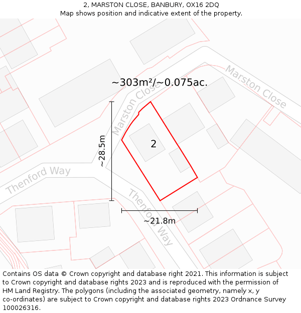 2, MARSTON CLOSE, BANBURY, OX16 2DQ: Plot and title map