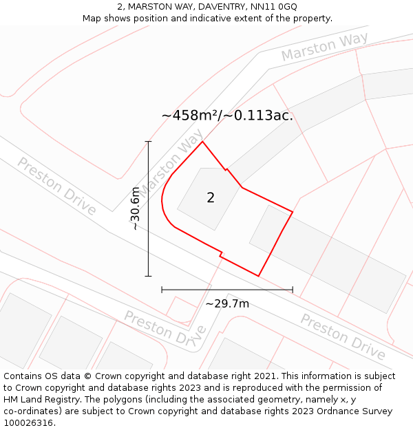 2, MARSTON WAY, DAVENTRY, NN11 0GQ: Plot and title map