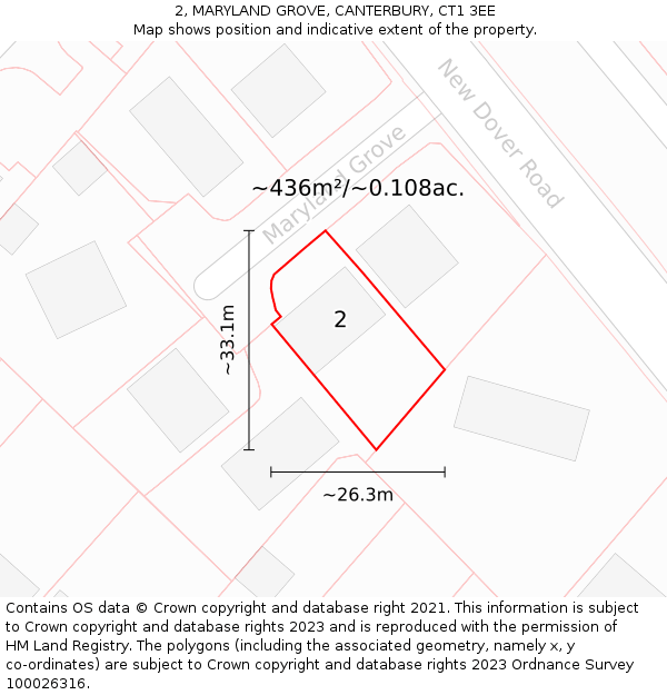 2, MARYLAND GROVE, CANTERBURY, CT1 3EE: Plot and title map