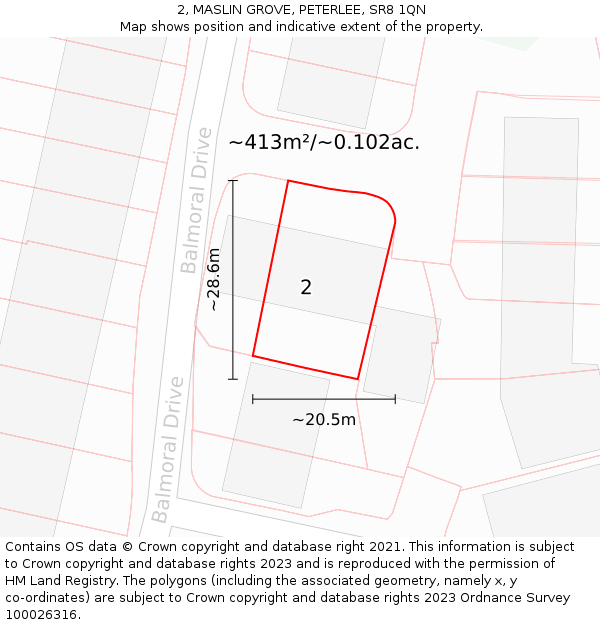 2, MASLIN GROVE, PETERLEE, SR8 1QN: Plot and title map