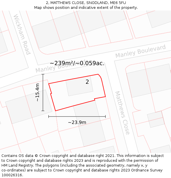 2, MATTHEWS CLOSE, SNODLAND, ME6 5FU: Plot and title map