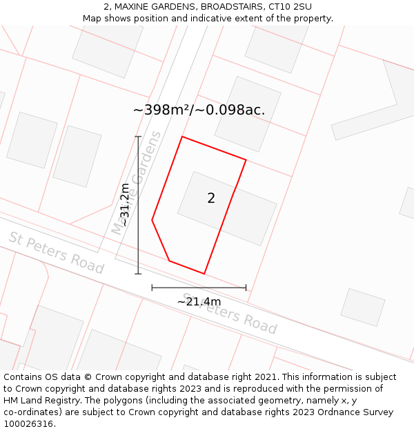 2, MAXINE GARDENS, BROADSTAIRS, CT10 2SU: Plot and title map