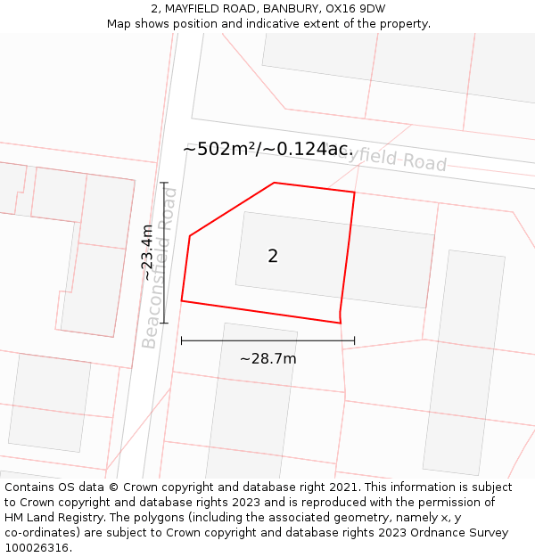 2, MAYFIELD ROAD, BANBURY, OX16 9DW: Plot and title map