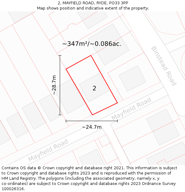 2, MAYFIELD ROAD, RYDE, PO33 3PP: Plot and title map