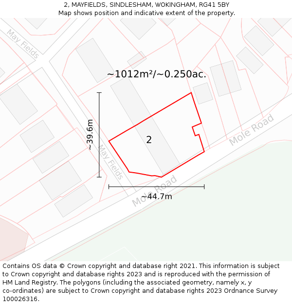 2, MAYFIELDS, SINDLESHAM, WOKINGHAM, RG41 5BY: Plot and title map