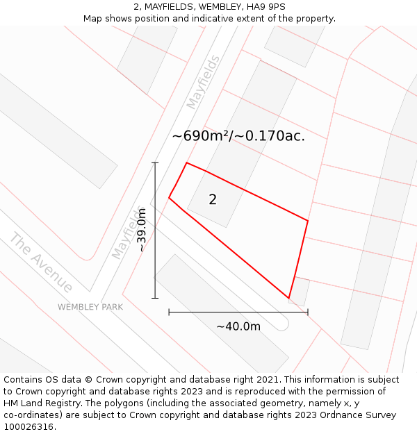 2, MAYFIELDS, WEMBLEY, HA9 9PS: Plot and title map