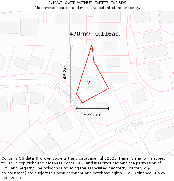 2, MAYFLOWER AVENUE, EXETER, EX4 5DS: Plot and title map