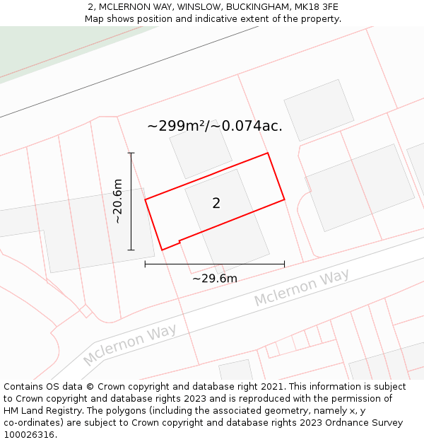 2, MCLERNON WAY, WINSLOW, BUCKINGHAM, MK18 3FE: Plot and title map