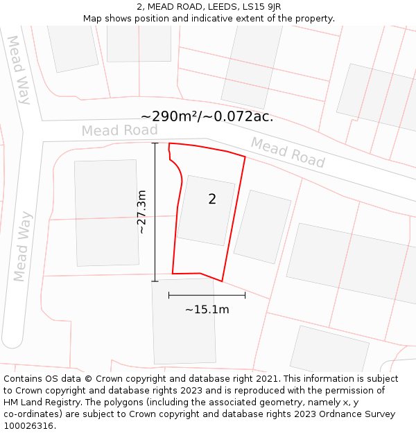 2, MEAD ROAD, LEEDS, LS15 9JR: Plot and title map