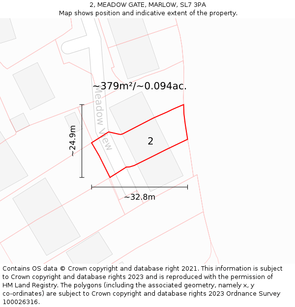 2, MEADOW GATE, MARLOW, SL7 3PA: Plot and title map