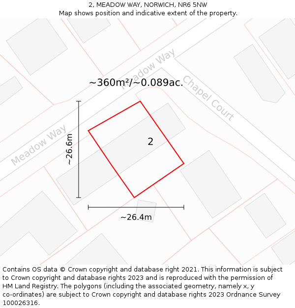 2, MEADOW WAY, NORWICH, NR6 5NW: Plot and title map