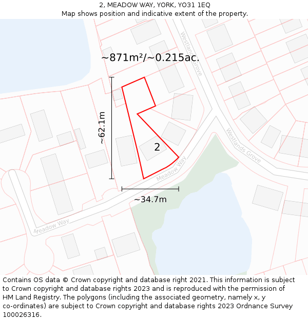 2, MEADOW WAY, YORK, YO31 1EQ: Plot and title map