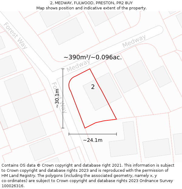 2, MEDWAY, FULWOOD, PRESTON, PR2 8UY: Plot and title map