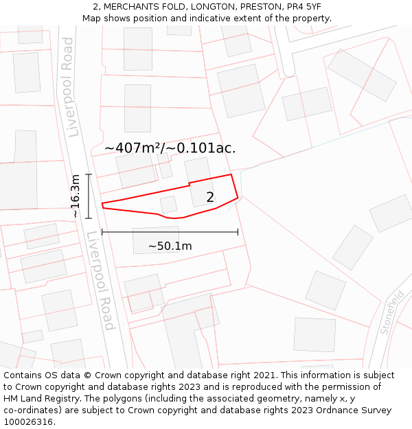 2, MERCHANTS FOLD, LONGTON, PRESTON, PR4 5YF: Plot and title map