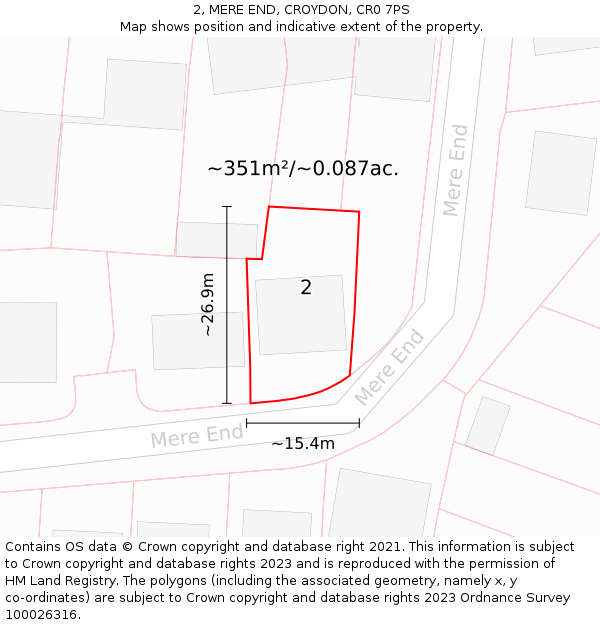 2, MERE END, CROYDON, CR0 7PS: Plot and title map