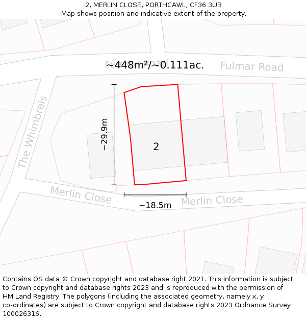 2, MERLIN CLOSE, PORTHCAWL, CF36 3UB: Plot and title map