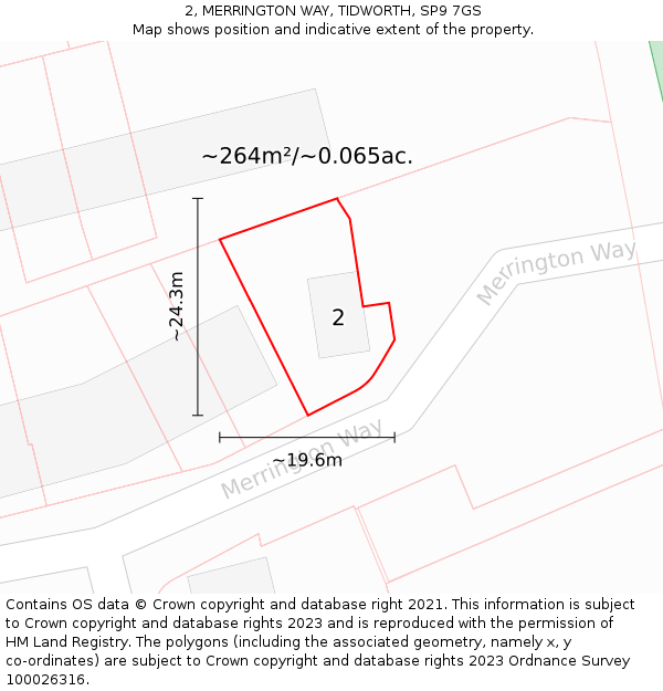 2, MERRINGTON WAY, TIDWORTH, SP9 7GS: Plot and title map