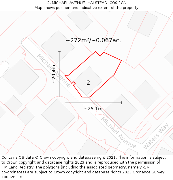 2, MICHAEL AVENUE, HALSTEAD, CO9 1GN: Plot and title map