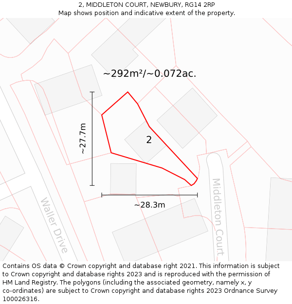 2, MIDDLETON COURT, NEWBURY, RG14 2RP: Plot and title map