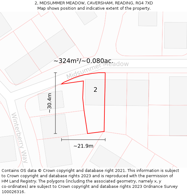 2, MIDSUMMER MEADOW, CAVERSHAM, READING, RG4 7XD: Plot and title map