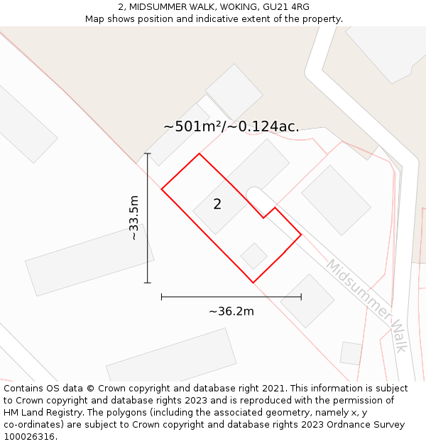 2, MIDSUMMER WALK, WOKING, GU21 4RG: Plot and title map