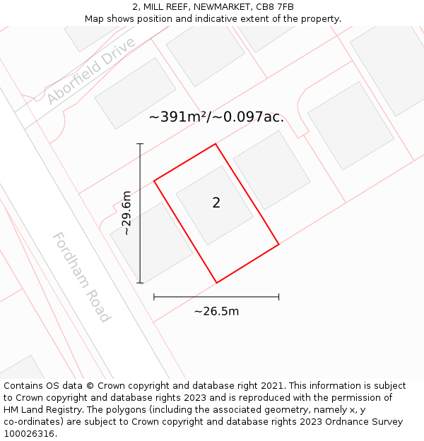 2, MILL REEF, NEWMARKET, CB8 7FB: Plot and title map