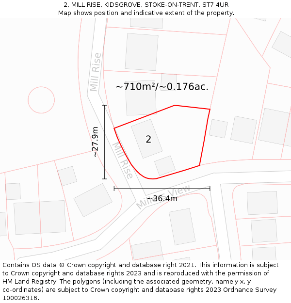 2, MILL RISE, KIDSGROVE, STOKE-ON-TRENT, ST7 4UR: Plot and title map