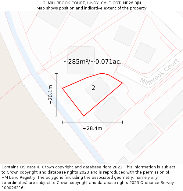 2, MILLBROOK COURT, UNDY, CALDICOT, NP26 3JN: Plot and title map