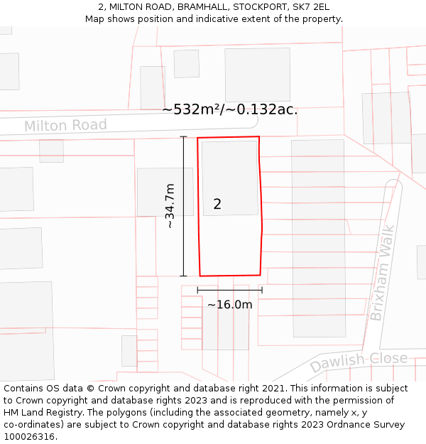 2, MILTON ROAD, BRAMHALL, STOCKPORT, SK7 2EL: Plot and title map