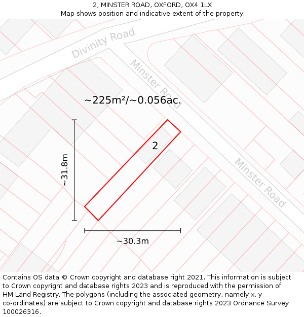 2, MINSTER ROAD, OXFORD, OX4 1LX: Plot and title map