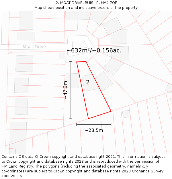 2, MOAT DRIVE, RUISLIP, HA4 7QE: Plot and title map