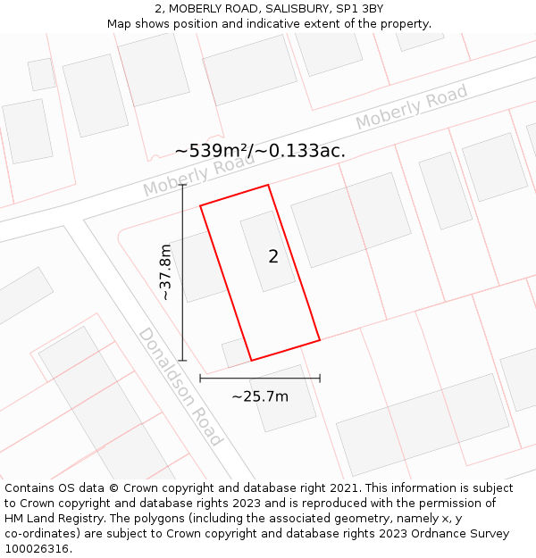2, MOBERLY ROAD, SALISBURY, SP1 3BY: Plot and title map