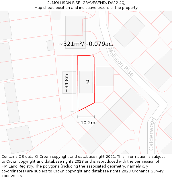 2, MOLLISON RISE, GRAVESEND, DA12 4QJ: Plot and title map