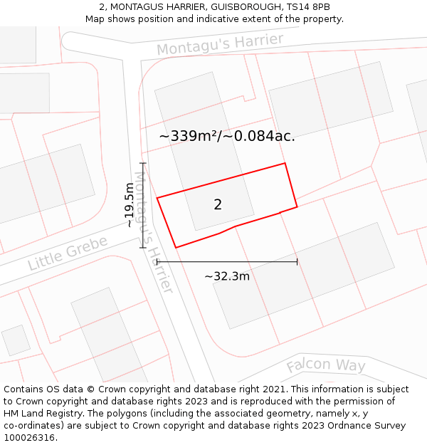 2, MONTAGUS HARRIER, GUISBOROUGH, TS14 8PB: Plot and title map