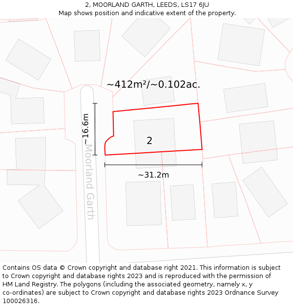 2, MOORLAND GARTH, LEEDS, LS17 6JU: Plot and title map