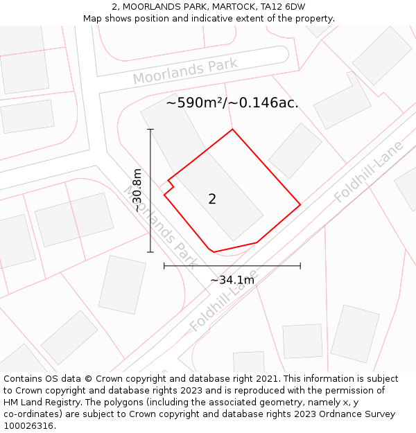 2, MOORLANDS PARK, MARTOCK, TA12 6DW: Plot and title map