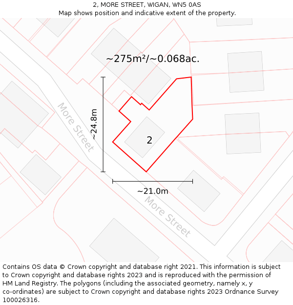 2, MORE STREET, WIGAN, WN5 0AS: Plot and title map