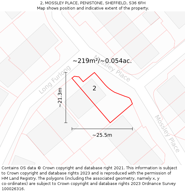 2, MOSSLEY PLACE, PENISTONE, SHEFFIELD, S36 6FH: Plot and title map