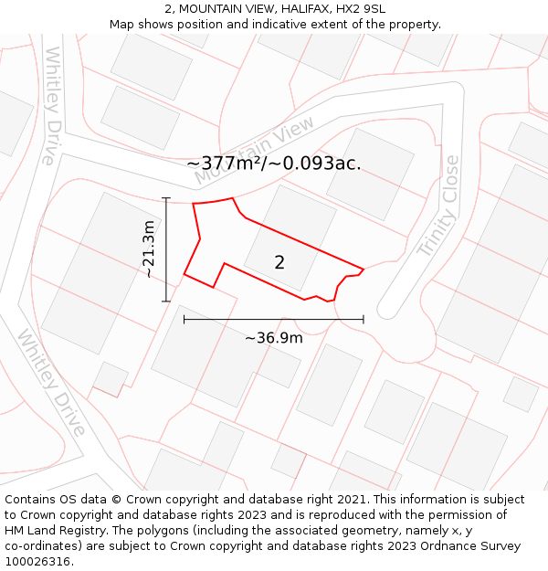 2, MOUNTAIN VIEW, HALIFAX, HX2 9SL: Plot and title map